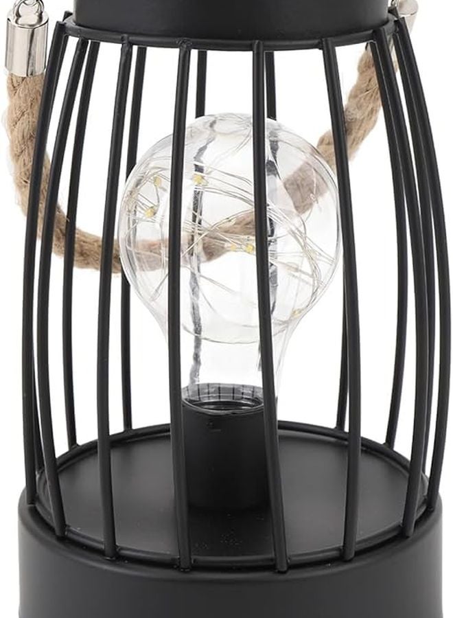 فانوس طاولة معدني كلاسيكي يعمل بالبطارية، ضوء محمول للمنزل وساحات الفناء والممرات - Image 1